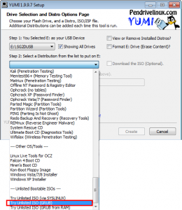 YUMI - Try Unlisted ISO (GRUB) selected screenshot